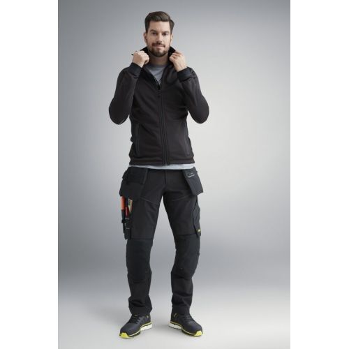 8002 Chaqueta con capucha de forro polar elástico Polartec® Power Stretch® 2.0 FlexiWork negro